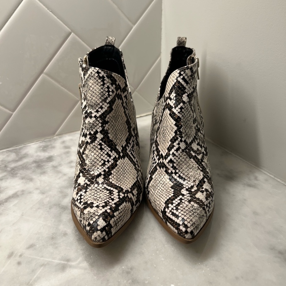 Qupid Snake Skin Booties